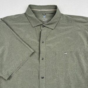 Kuhl Shirt Mens 2XL Green Stripe Short Sleeve Button Up Hiking Outdoor Stretch